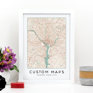Arte de pared de mapa de ciudad personalizado, mapa imprimible de alta calidad de cualquier mapa de la ciudad, impresión digital de mapa personalizado, mapa personalizado, cartel de mapa personalizado