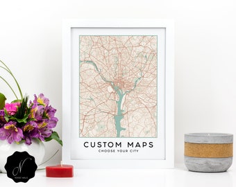 Custom City Map Wall Art, High Quality Printable Map Of Any City Map, Custom Map Digital Print, Personalized Map, Custom Map Poster