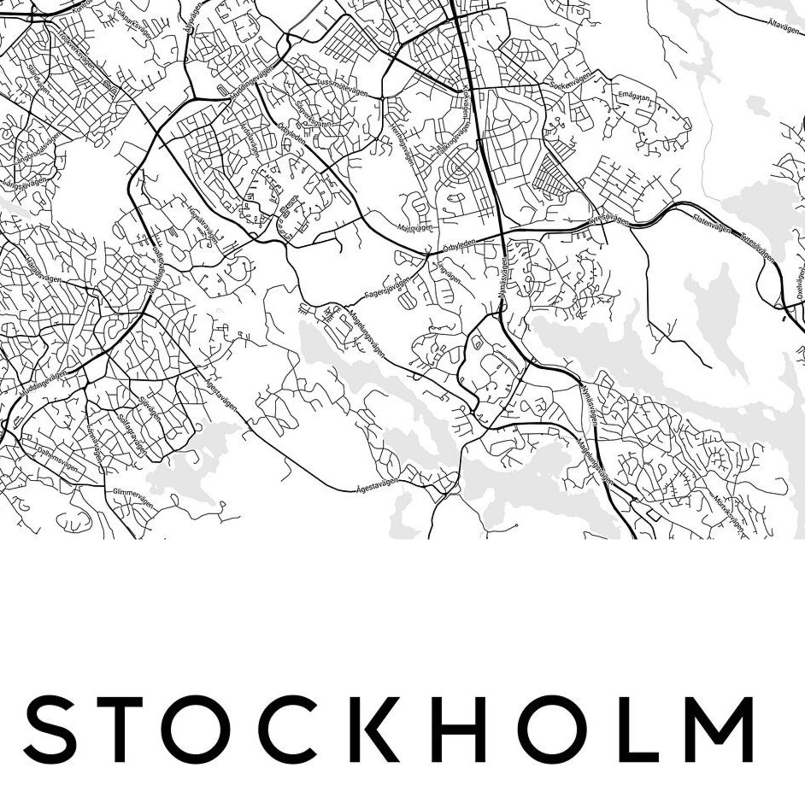 Stockholm Map Print Map Of Stockholm Wall Art Prints | Etsy