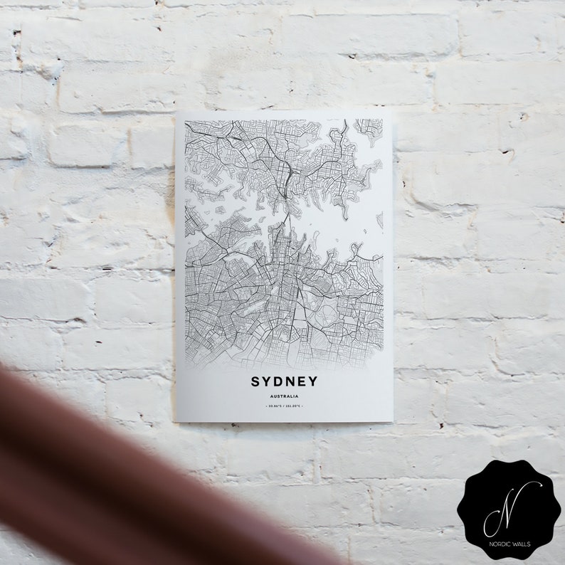 Sydney Map Print Maps as Art Sydney City Map Wall Art Etsy