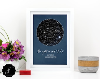 Star Map Print, Star Map By Date, Personalized Star Map, Constellation Map Art,  Night Sky Print, Where We Met Star Map, Celestial Map Art