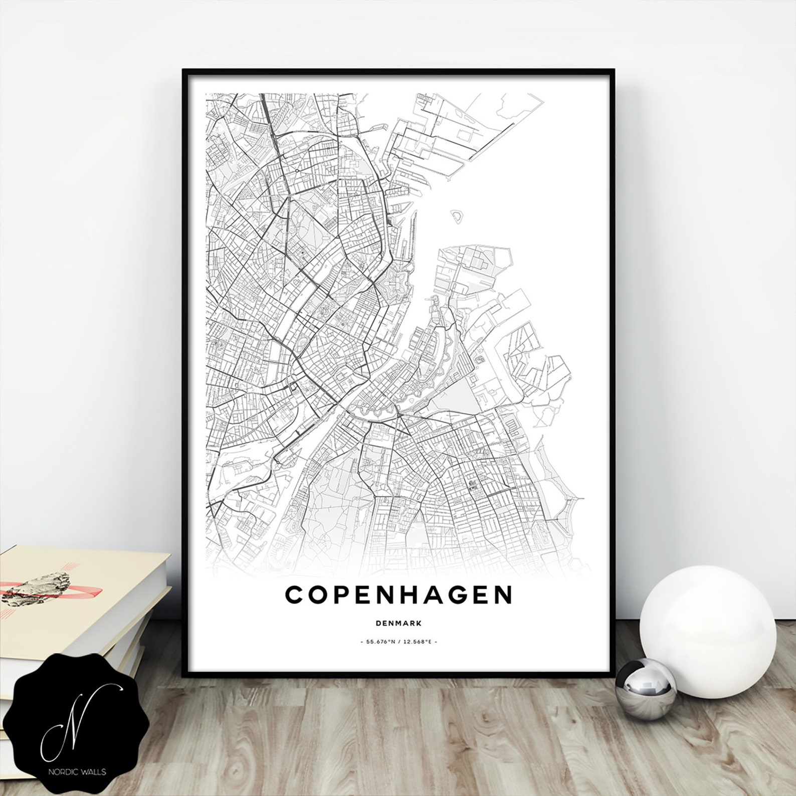 Copenhagen Map Print Map Gifts Printable Map of Copenhagen - Etsy
