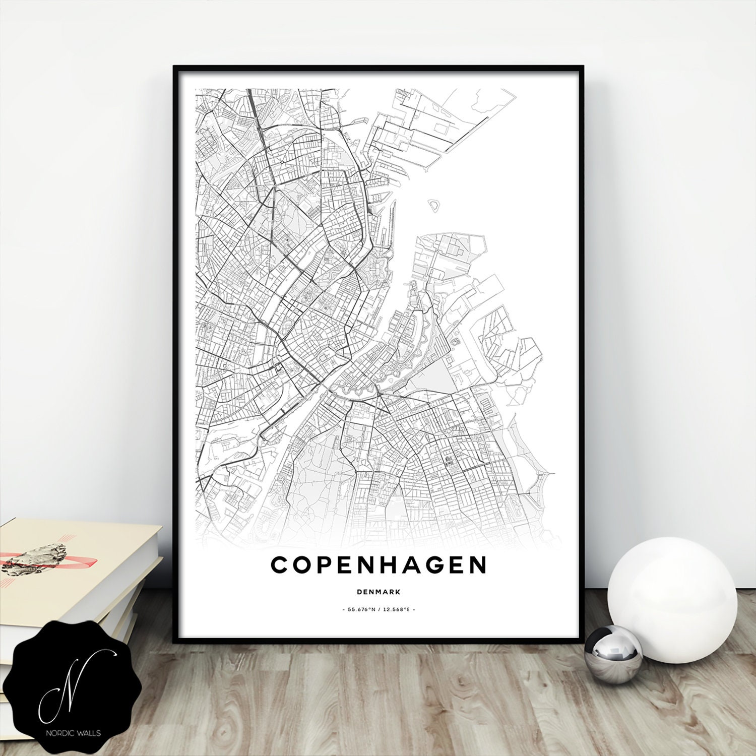 Copenhagen Map Print Map Gifts Printable Map of Copenhagen - Etsy