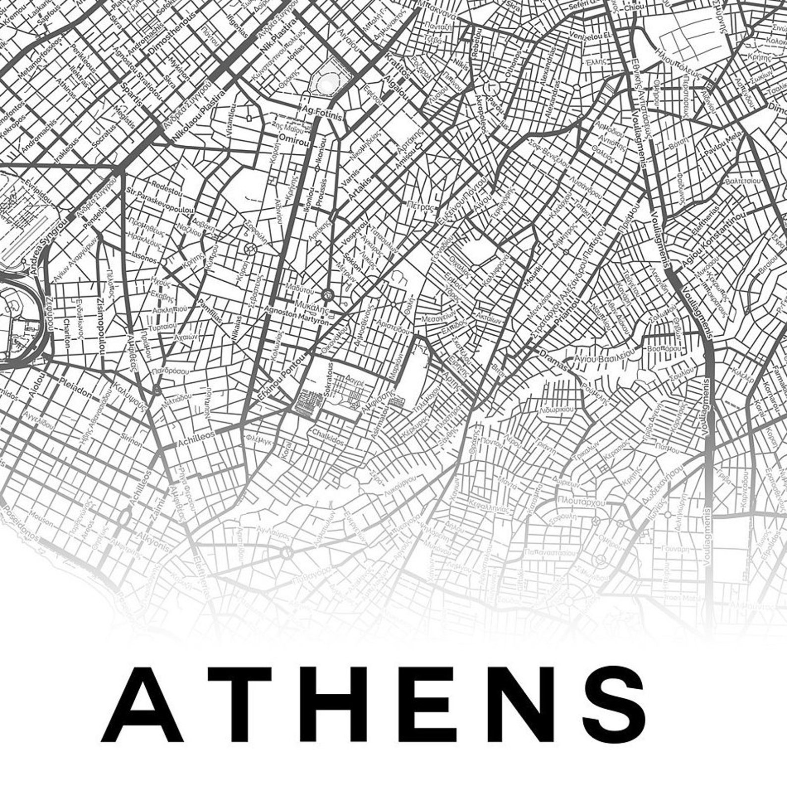 Athens City Map Print Athens Map Print Map Gifts Athens Map | Etsy