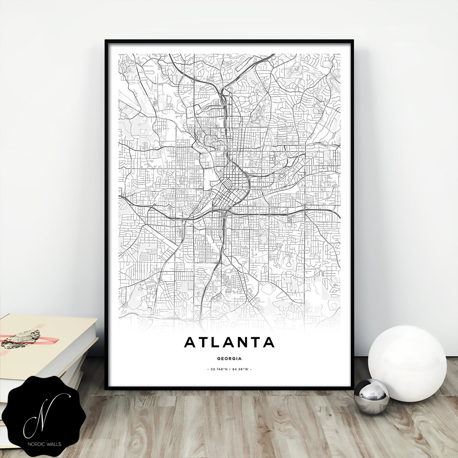 Atlanta Map Print Maps as Art Printable Map of Atlanta Wall Etsy