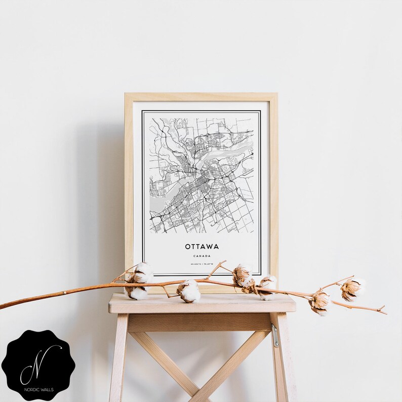 Ottawa Map Print Map Of Ottawa Wall Art Ottawa City Map Etsy