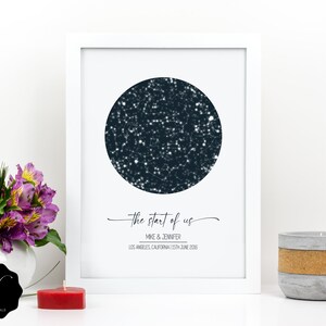 Ein Jahr Jahrestag angepasst Stern Karte nach Datum, benutzerdefinierte Stern Karte Astronomie Geschenk, Konstellation Stern Karte digital, himmlische Karte drucken