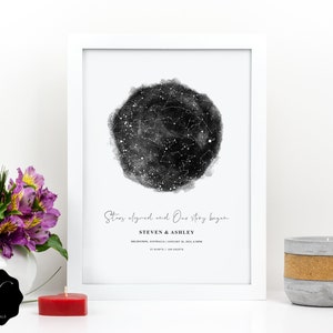 Custom Sky Map Wall Art, Star Map Digital, Night Sky Map Print, Custom Map Gift, Custom Star Map By Date, Wedding Anniversary Gift Ideas