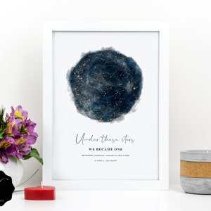 Sous ces étoiles Impression de carte céleste, cadeau personnalisé de carte stellaire personnalisé, étoiles de nuit de noces, étoiles le jour où nous nous sommes rencontrés, anniversaire de la carte des étoiles