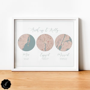 Met Fiancé Marié Carte Personnalisée Cadeau, Premier Anniversaire Cadeau Pour Couple, 1er Anniversaire Bonjour Allez-vous Je Fais 3 Carte de la ville Printable Wall Art