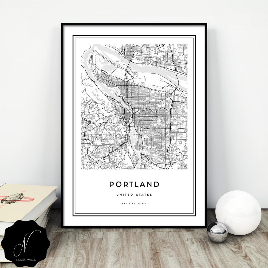 Portland Map Print Printable Map Of Portland Wall Art Prints | Etsy