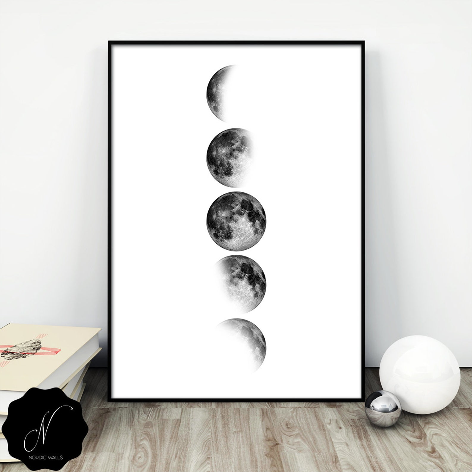 Phases Of The Moon Wall Art Prints Moon Phases Wall Art Moon Etsy