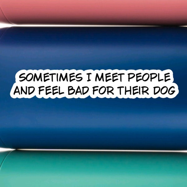 Sarcastic stickers, “Sometimes I meet people and feel bad for their dog”, dog lover sticker, sassy stickers