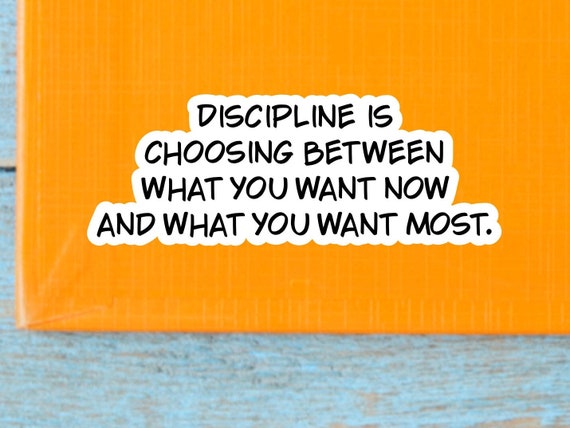 Inspirational sticker, discipline famous quote, laptop decal, tumbler sticker, water bottle, care package, weight loss, workout