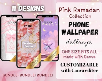 Paquete de fondos de pantalla para teléfono inspiradores de Ramadán en color rosa