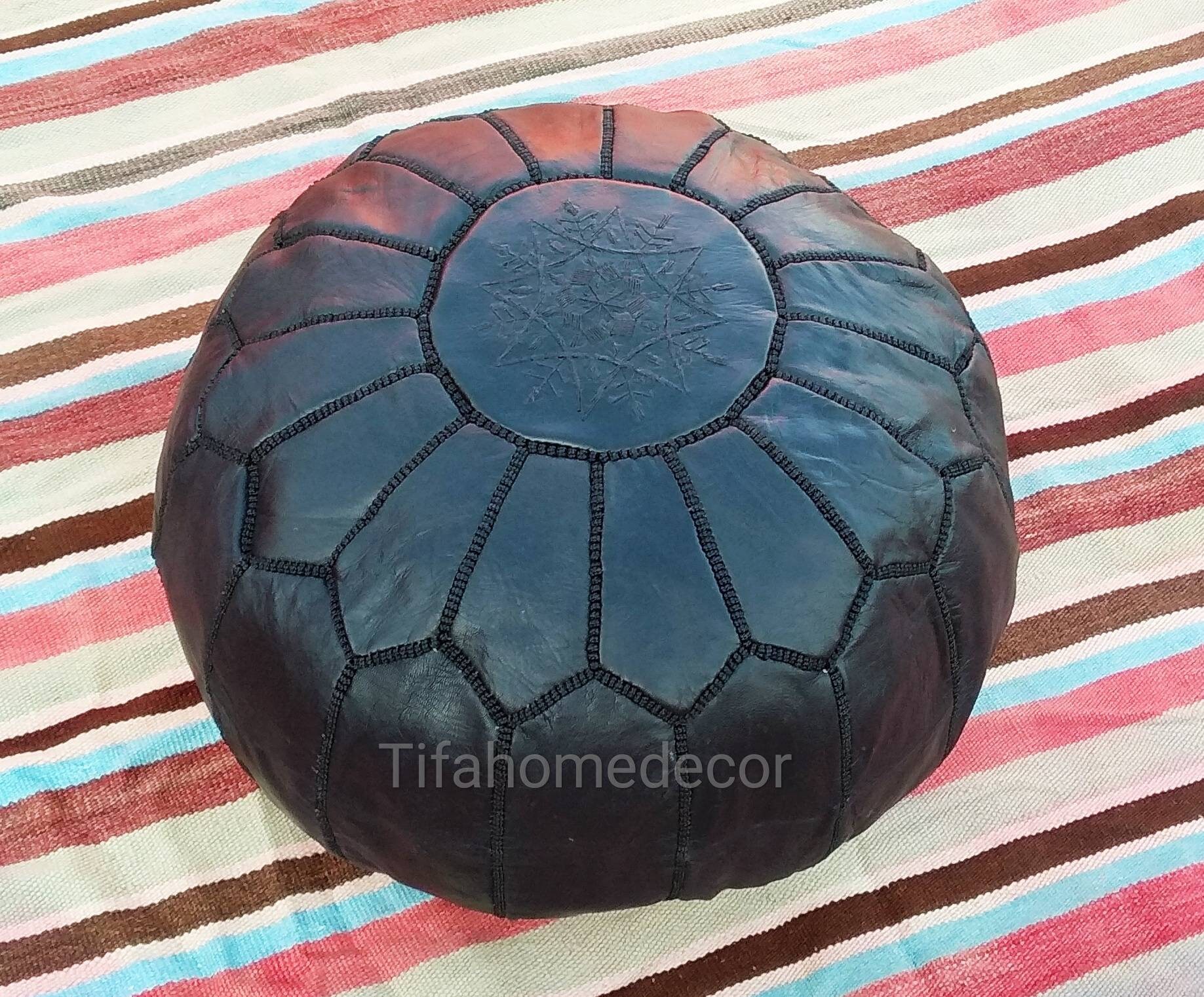 Premium hecho a mano cuero marroquí puf otomano pouffe | Etsy