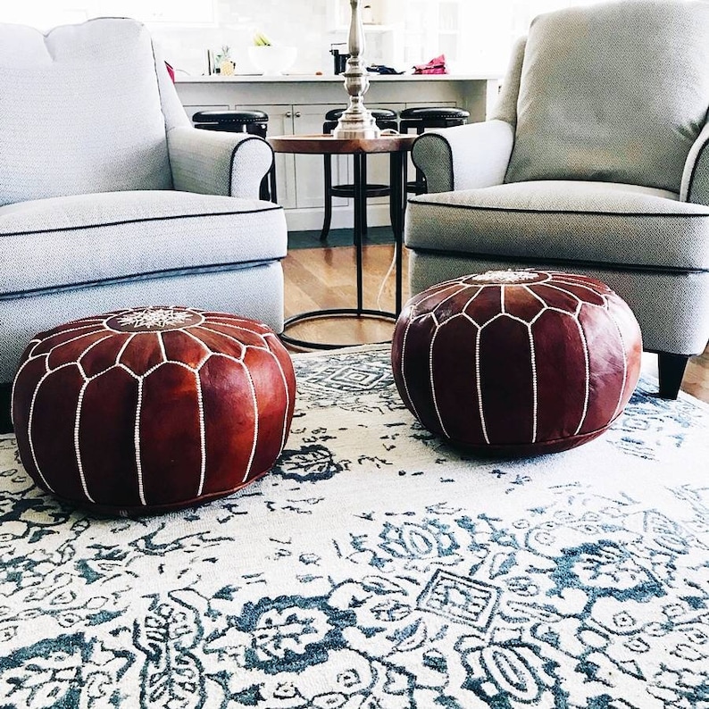 20 OFF Brown Pouf Moroccan Pouf Living Room Pouf Ottoman Etsy