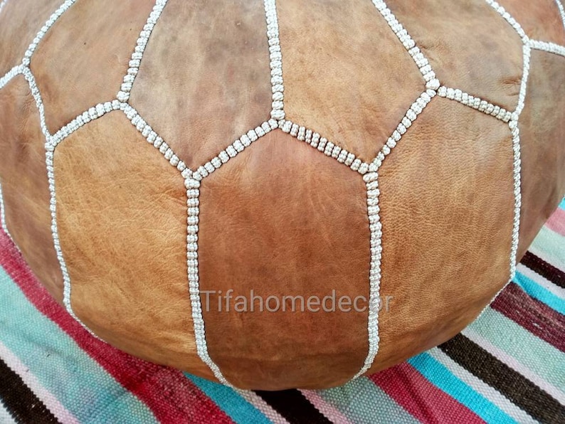 pouffe,ottoman,Genuine leather Moroccan Pouf. Lot 2 Premium Handmade Moroccan Leather Poufs Ottoman
