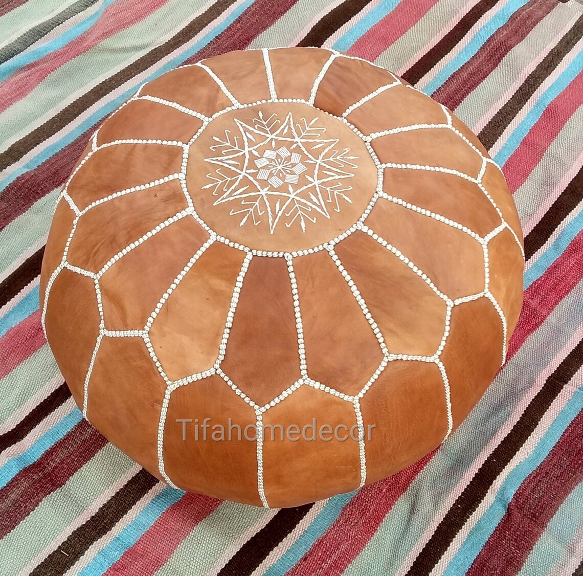 Premium hecho a mano cuero marroquí puf otomano pouffe | Etsy