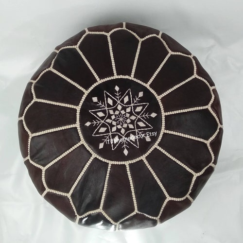 Set Of 2 Moroccan Pouf Handmade Moroccan Stool, Genuine Leather Ottoman, Natural shops Brown Color Pouffe Ottoman Footstool