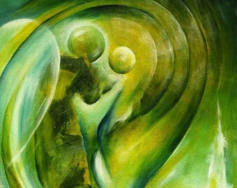 Acrylic painting on canvas, angel painting "Archangel Raphael", original painting, unique