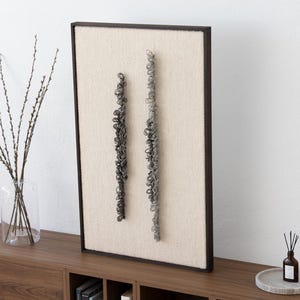 Large Framed Wall Art - Woven Wall Hanging - Wool Weaving Tapestry - Wool Textile Art - Minimalist Home Decor - Wood Wall Art - Boho Decor