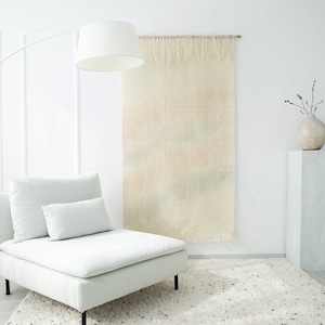 Grande arazzo da parete neutro - Arazzo naturale tessuto a mano - Arte murale minimalista - Arredamento scandinavo - Arte per soggiorno e camera da letto