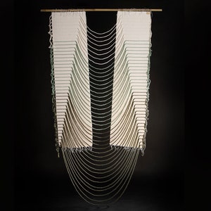 Tapiz de pared verde tejido a mano - Tapiz de cuerda grande - Decoración bohemia verde bosque - Tapiz de pared moderno - Decoración llamativa para el hogar