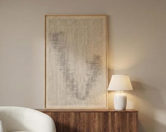 Framed Woven Wall Art - Minimalist Handwoven Decoration - Elegant Wool Wall Hanging - Large Boho Tapestry - Hand-Painted Wool - Huek