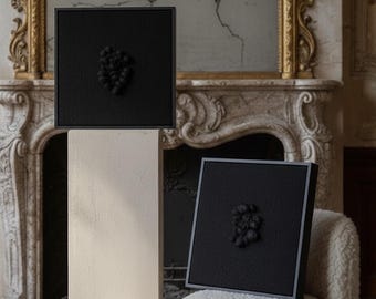 Black Wool Woven Wall Art – Japandi Minimalist Framed Tapestry - Enigma