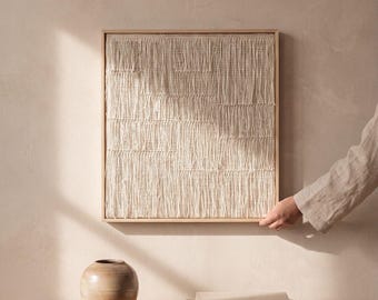 Framed Wool Woven Wall Art - Japandi Minimalist Texture Tapestry - Estheté