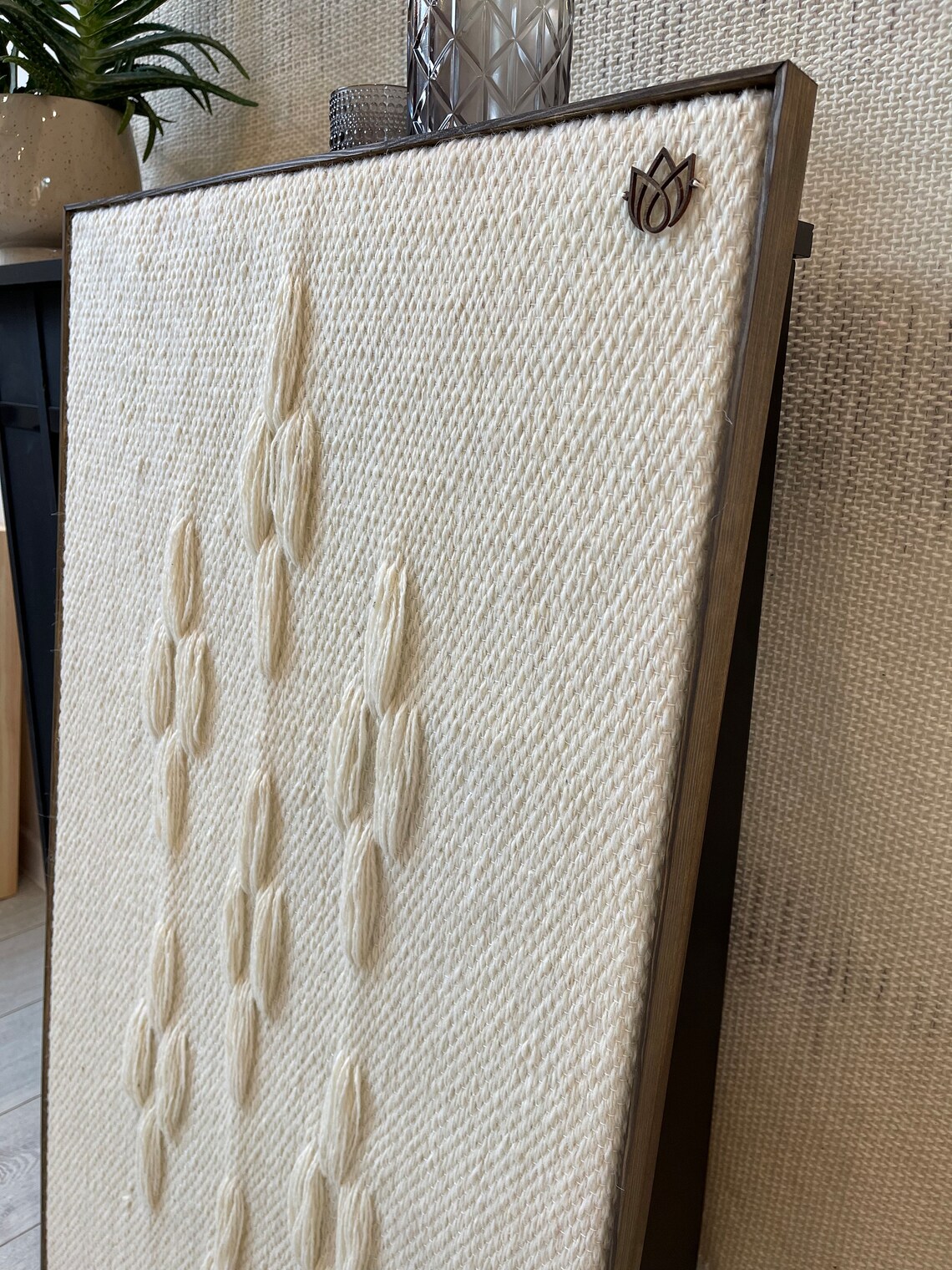 Large Framed Wall Decoration in Neutral Color Wall Hanging Etsy