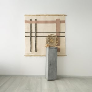 Handgewebter Gitter Wandbehang - Krado Geometrischer Wandteppich - Moderne minimalistische Wandkunst - Skandinavisches Wohndekor - Große Zeitgenössische Kunst
