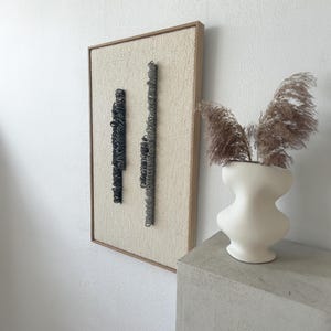Grande arte da parete con cornice - Arazzo da parete intrecciato - Arazzo in lana - Arte tessile in lana - Arredamento minimalista per la casa - Arte da parete in legno - Arredamento boho