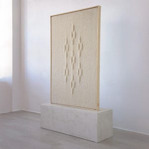 Grande decorazione da parete con cornice in colore neutro - Arazzo da parete - Ornamento - Arazzo in lana - Arte tessile in lana - Arazzo da parete
