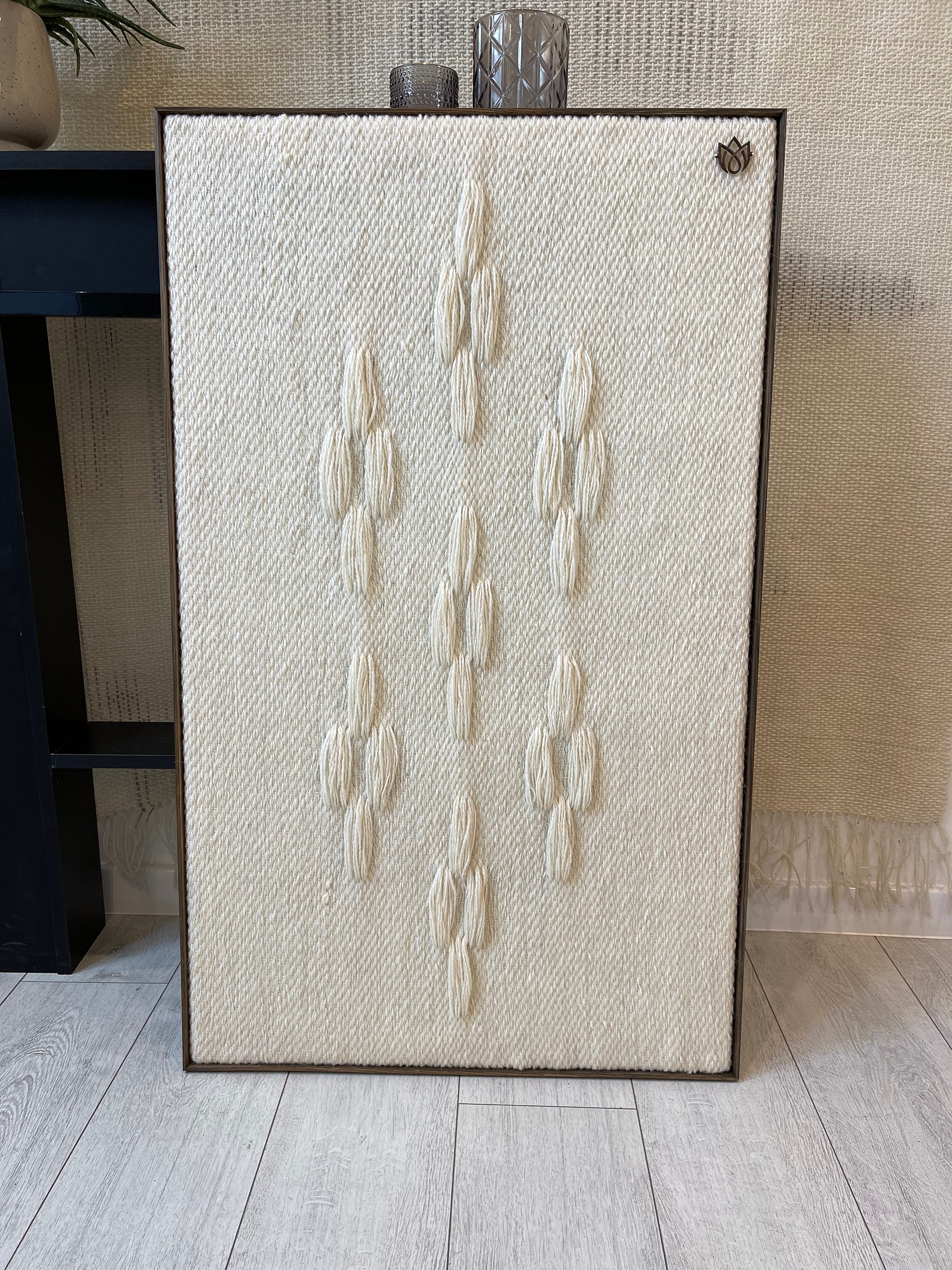 Large Framed Wall Decoration in Neutral Color Wall Hanging Etsy