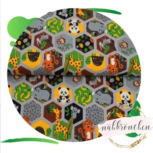 Cotton Jersey Animals Safari Forest Animals Jungle Zebra Monkey Giraffe