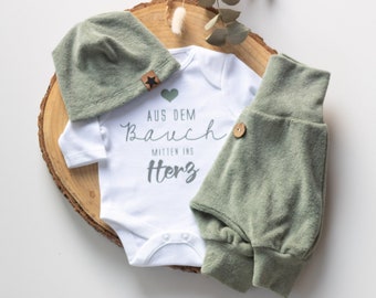 Homecoming-Outfit für Neugeborene - Baby Set aus Frottee - Mitwachsende Hose