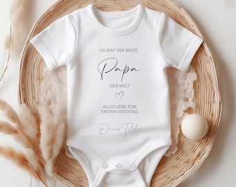 Personalisierter Babybody – Geschenk zum ersten Vatertag – Body mit Namen & Herz – Kurzarm/Langarm – Geschenk für Papa