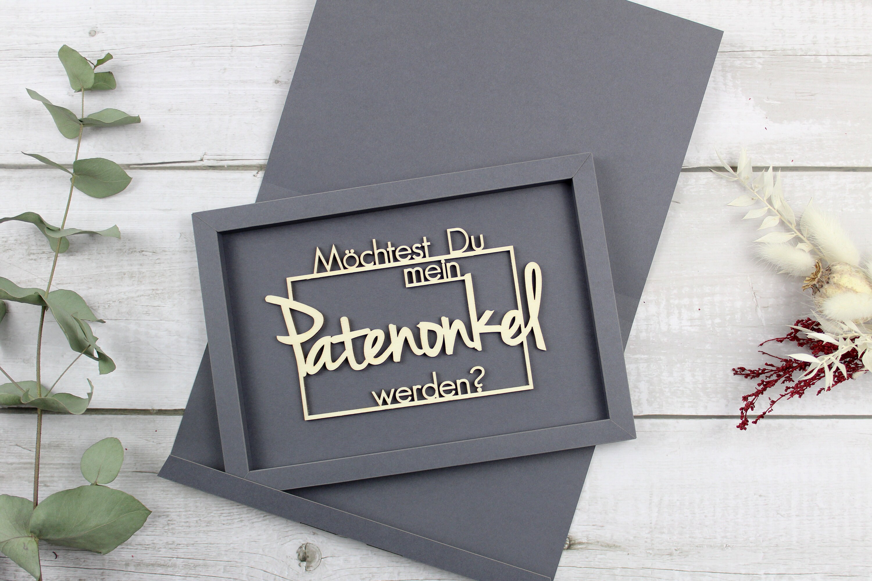 Holzschriftzug Geschenkschachtel Spruch Patenonkel Etsy