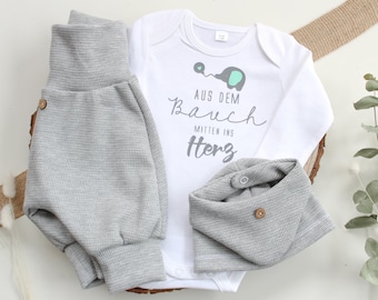 Erstlingsset Homecomingoufit Neugebornenset Babyset 'grau'