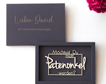 Holzschriftzug Geschenkschachtel Spruch Patenonkel