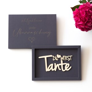 Holzschriftzug Geschenkschachtel Schwangerschaftsverkündung Tante