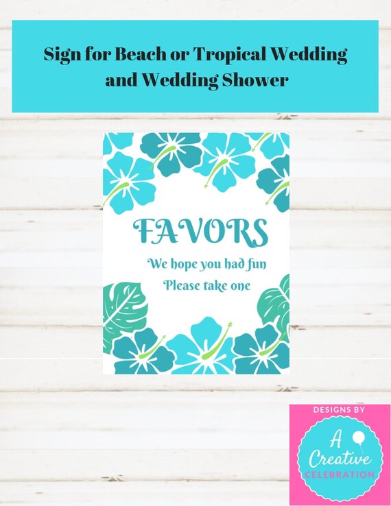 Bridal Shower Favors Beach Wedding Favors Sign Beach Wedding Shower Beach Bridal Shower Favor Sign