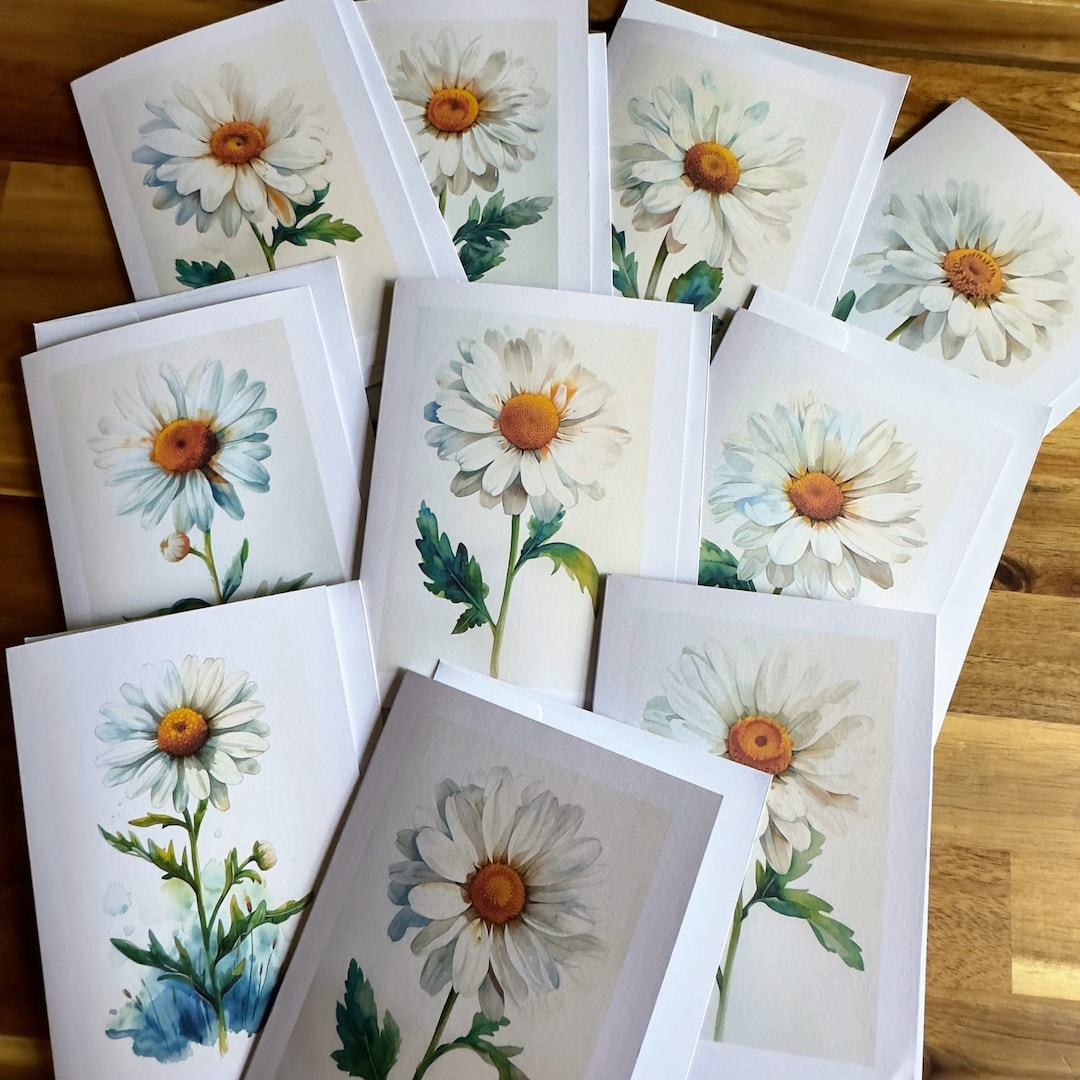 Daisy Flower Greeting Cards 10 Pack Botanical Cards Floral Blank ...