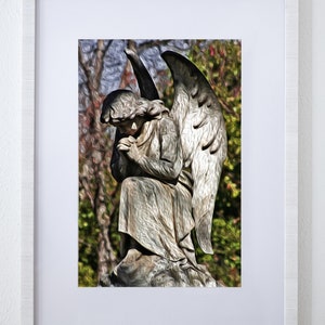 Angel Art Print - Magnificent praying Angel in glorious light