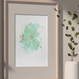 SALE Screen Print, Goldfish Poster, 11x14 image 1