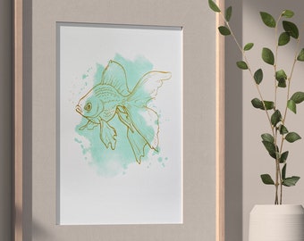 SALE - Screen Print, Goldfish Poster, 11x14