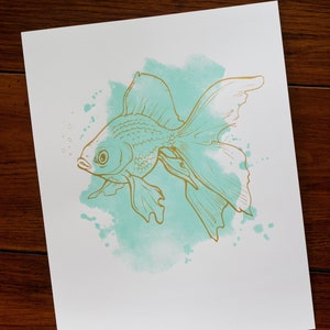 SALE Screen Print, Goldfish Poster, 11x14 image 2