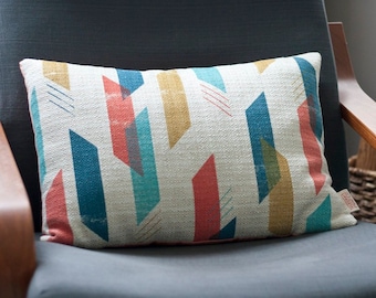 Lumbar Pillow, Geometric Pattern, Screen Printed, Throw Pillow,